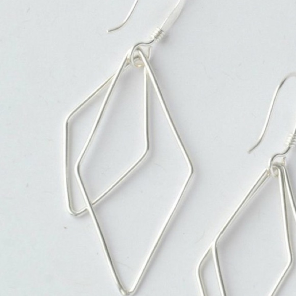 Rhombus Dangle Earrings Fair Trade Alpaca Silver